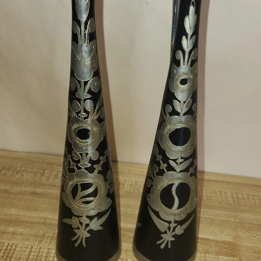 Elegant Black and Silver Decorative Vases